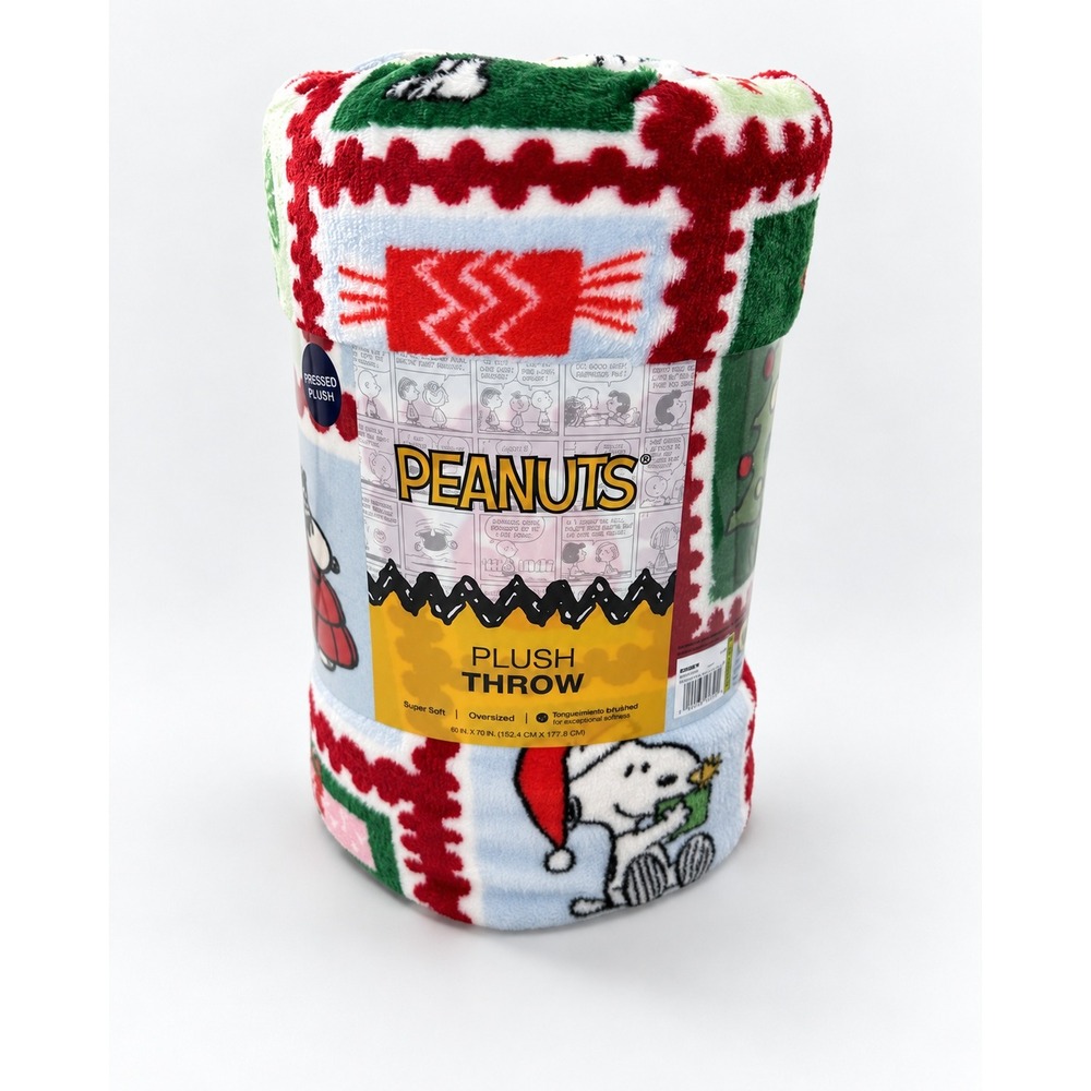 Peanuts Snoopy Christmas Plush Throw Blanket 60 x 72 In 5 x 6 Ft New